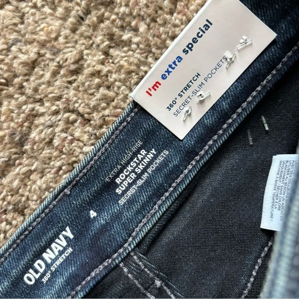 Old Navy Rockstar Jeans Super Skinny Ankle New Extra High Rise‎ Womens Size 4